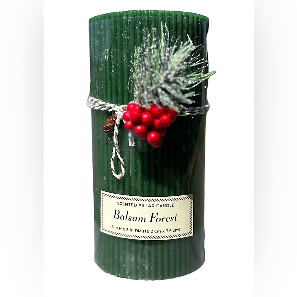 Balsam Forest 6” Scented Ribbed Pillar Candle- Threshold